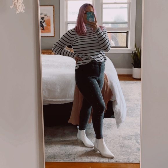 Target A New Day Black & White Ribbed Turtleneck - Picture 4 of 5